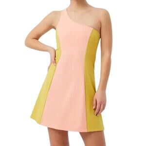 Outdoor Voices Nectarine Dijon Colorblock One Shoulder Athletic Sporty Dress